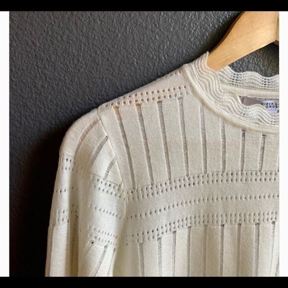 Derek Lam 10 Crosby Ivory Wool Blend Scalloped Neck Lightweight Sweater Sz S - Picture 5 of 13